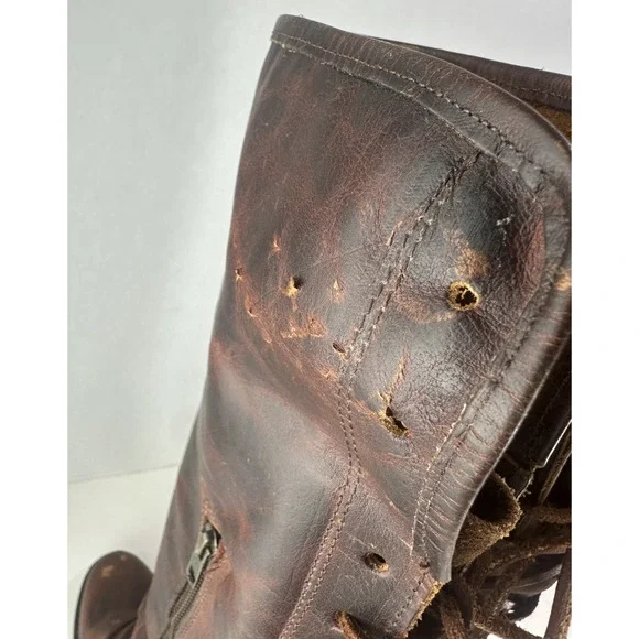 *Flawed Freebird Coal Boots Distressed Leather Tall Lace Up Western Festival 8 - Picture 11 of 16